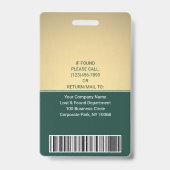 Foto-ID-Strichcode-Logo Grün & Gold-Kurve Ausweis (Rückseite)
