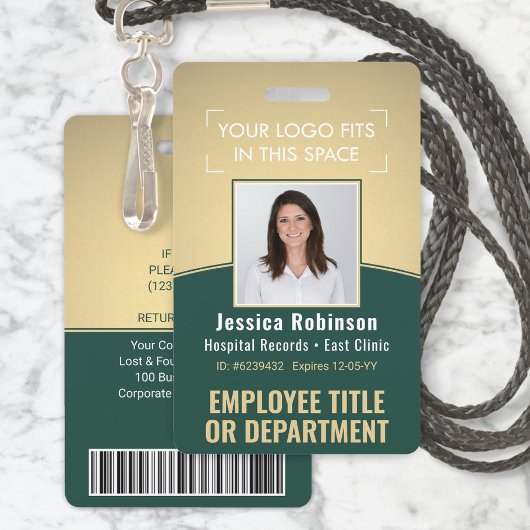 Foto-ID-Strichcode-Logo Grün & Gold-Kurve Ausweis