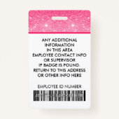 Foto-ID-Strichcode-Logo Hotline Rosa Glitzer Name Ausweis (Rückseite)
