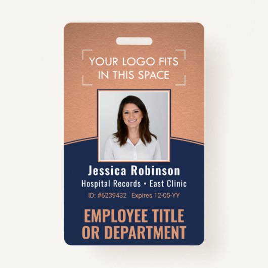 Foto-ID-Strichcode-Logo Kupfer Navy Curve Ausweis (Vorderseite)