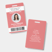 Foto-ID-Strichcode-Logo Rosa Zugangskarte Ausweis (Vorder- & Rückseite)