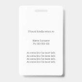 Foto-ID und QR-Code für Schwarz-weiße Mitarbeiter Ausweis (Rückseite)