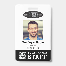 Foto-ID und QR-Code für Schwarz-weiße Mitarbeiter Ausweis