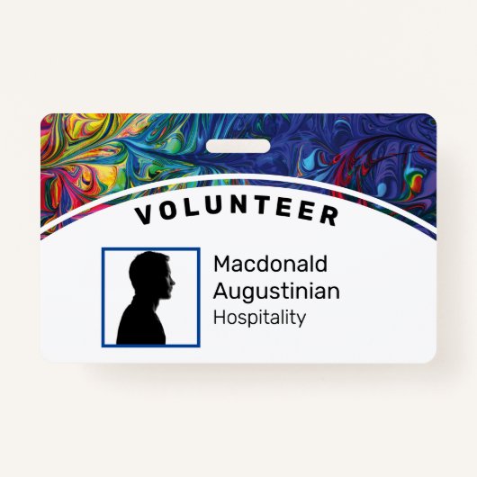 Foto-ID-VOLUNTEER-Abstrakt-Blau für kundenspezifis Ausweis (Vorderseite)
