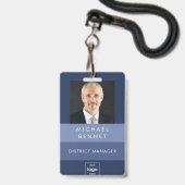 Foto-ID von Simple Blue Stripes Ausweis (Front with Lanyard)