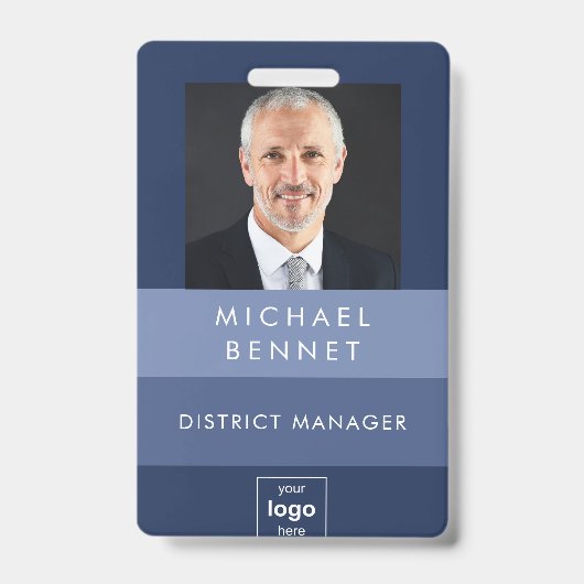 Foto-ID von Simple Blue Stripes Ausweis (Front)