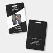 Foto ID White Black Abzeichen Ausweis (Front & Back)