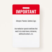 Foto-ID zur Identifizierung von Notfallallergie Ausweis (Rückseite)