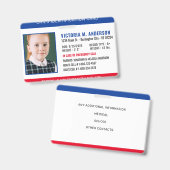 Foto Identification Emergency Safety Child ID Ausweis (Front & Back)