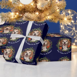 Foto Ihr Name Navy Weihnachten Geschenkpapier