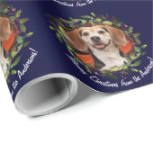 Foto Ihr Name Navy Weihnachten Geschenkpapier (Rolleneckpunkt)