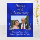 FOTO, Ihre TEXT Sapphire Wedding Anniversary Card Karte (Gelbe Blume)