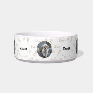 Foto Ihres Hundes und Name Dog Bone Frame Pet Napf