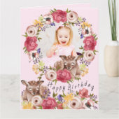 Foto im Blumenwald Deer Pink zum Geburtstag Karte (Vorderseite)