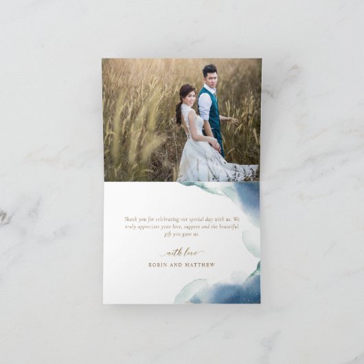 Foto im Innern, eingeklemmte Wasserfarben Dankeskarte (Innenseite)