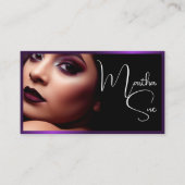 Foto Image Template Influencer Model Dark Lila Visitenkarte (Vorderseite)