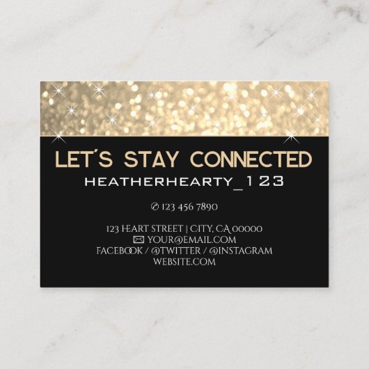 Foto Image Template Luxury Gold Glitzer Stars Visitenkarte (Rückseite)