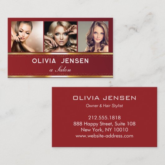 Foto Image Template Luxus Golden Beauty Salon Visitenkarte (Vorne/Hinten)