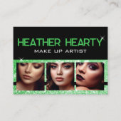 Foto Image Template Luxus Green Glitzer Stars Visitenkarte (Vorderseite)