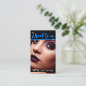 Foto Image Template Moderner Cooler Neon Blue Slog Visitenkarte (Stehend Vorderseite)