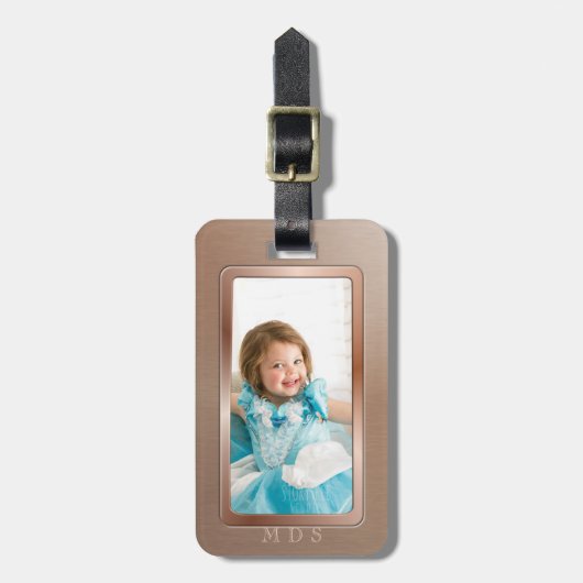 Foto Imitate Rose Mit Monogramm Gepäckträger Gepäckanhänger (Vorderseite vertikal)