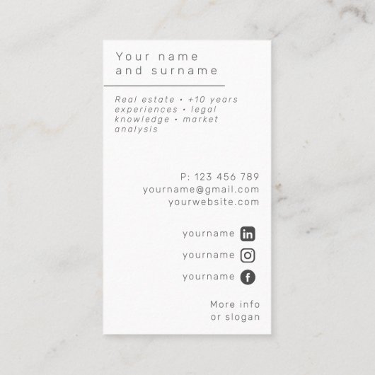 Foto Immobilienberater Business Card Anwesen Visitenkarte (Rückseite)