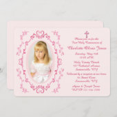 Foto in Aquarellfarbe Rosa Rahmen Einladung (Vorne/Hinten)