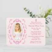 Foto in Aquarellfarbe Rosa Rahmen Einladung (Stehend Vorderseite)