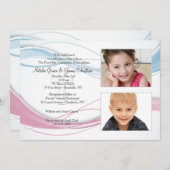 Foto in Blau und Rosa Einladung (Vorne/Hinten)