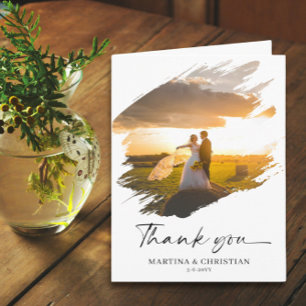 Foto in Brush Form Hochzeit Danke geklappte Karte