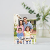 Foto, in das wir das Skriptüberlagern verschoben h Ankündigungspostkarte (Stehend Vorderseite)