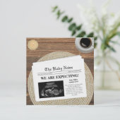 Foto in der Zeitung, das wir erwarten, schwanger z Ankündigung (Stehend Vorderseite)