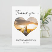 Foto in Herzform Hochzeit Danke Karte (Stehend Vorderseite)