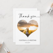 Foto in Herzform Hochzeit Danke Karte (Vorderseite/Rückseite Beispiel)