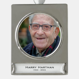 Foto in liebevoller Erinnerung Banner-Ornament Silber