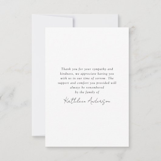 Foto in Love Memory Beerdigung Beileid Vielen Dank Karte (Rückseite)