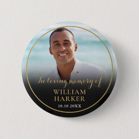 Foto in Love Memory Funeral Button (Vorderseite)
