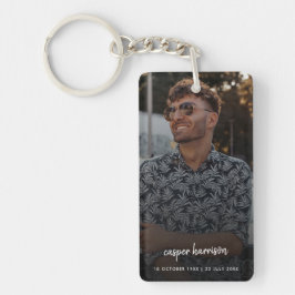 Foto | In Love Memory Modern Script Schlüsselanhänger