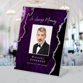 Foto in Loving Memory Lila Silber-Achat Sockelschild