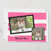 Foto in Rosa und Weiß Einladung (Vorderseite)