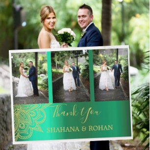 Foto Indian Style Green Gold Hochzeit Vielen Dank Postkarte
