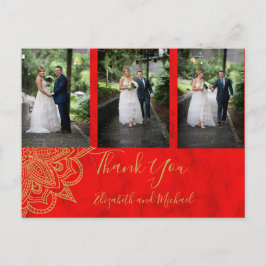Foto Indian Style Red Gold Wedding Vielen Dank Postkarte