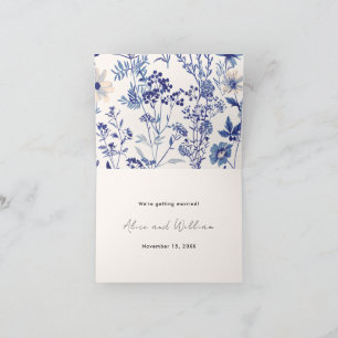 Foto Indigo Blue und Cream Wildblume Hochzeit Ankündigung