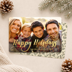 Foto individuell Familie Frohe Weihnachten Gold Sc Folien Feiertagskarte