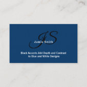 Foto & Initials Blau und Weiß Persönlich Visitenkarte (Vorderseite)