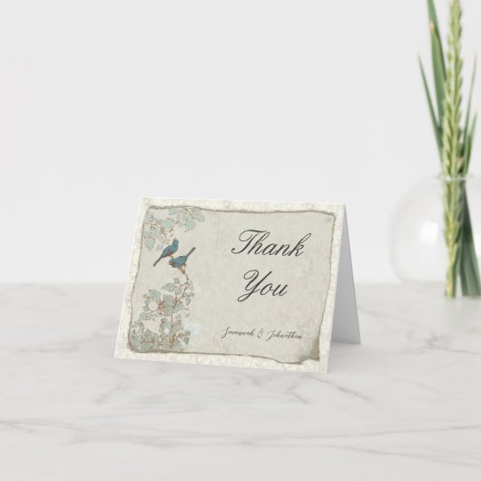 Foto Inside Love Birds Perchask Damask Dankeskarte (Vorderseite)
