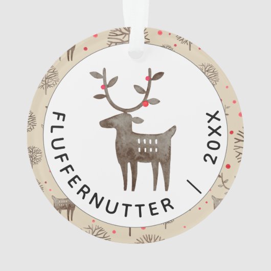Foto Jahr der Erinnerung Keepake mit Rentier Ornament (Rückseite)