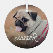 Foto & Jahr für Retro-Script Ornament Aus Glas (Rückseite)