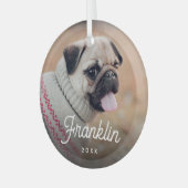 Foto & Jahr für Retro-Script Ornament Aus Glas (Vorderseite links)