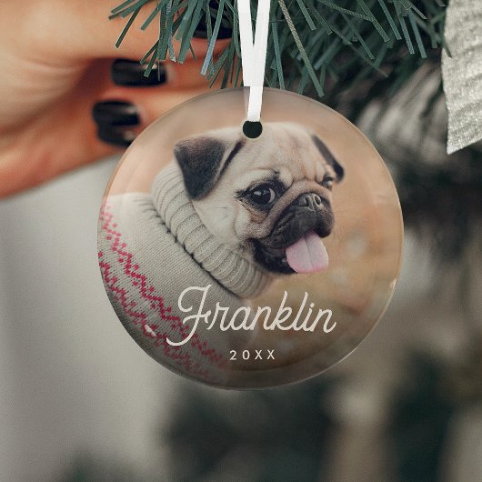 Foto & Jahr für Retro-Script Ornament Aus Glas